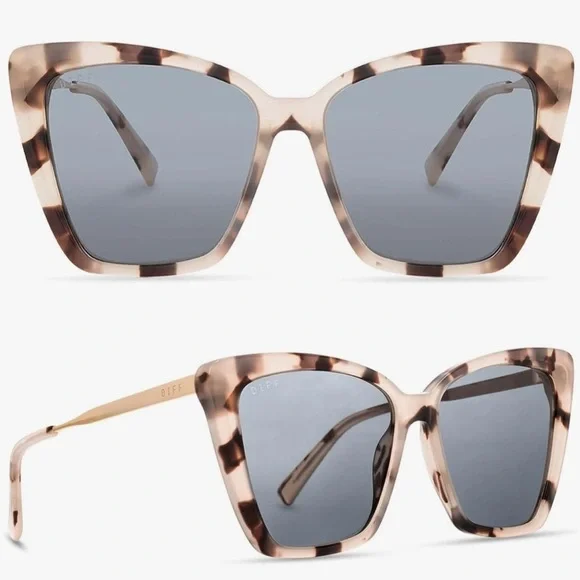 DIFF Becky II Cream Tortoise Oversized Cat Eye Sunglasses for Women - Picture 2 of 9